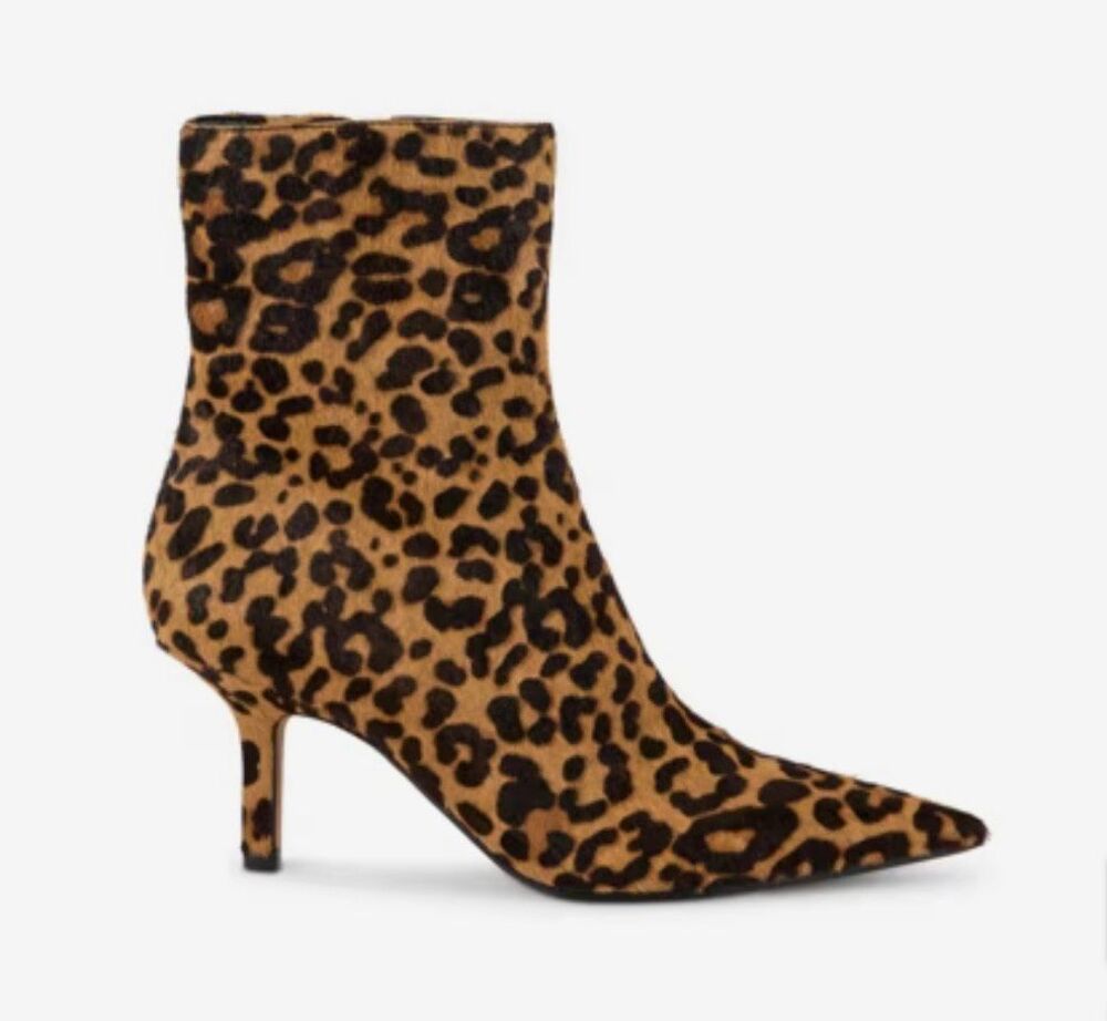 Steve Madden Alston Leopard Print Calf Hair Ankle Booties 8 NEW